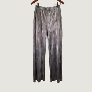 Like An Angel Silver Metallic Plisse Wide Leg Party Festival Pants Womens M